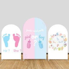 JY119 Baby Feet Bottle Gender Reveal Arch Backdrop Cover Elastic Fabric Baby Shower Party Decoration