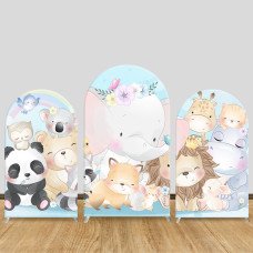 JY138 Cute Cartoon Forest Baby Animals Arch Backdrop Cover Elastic Fabric Boho Baby Shower Kids Birthday Decoration