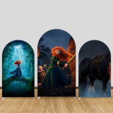 JY142 Brave Merida Arch Backdrop Cover Elastic Fabric Cartoon Kids Birthday Party Decoration