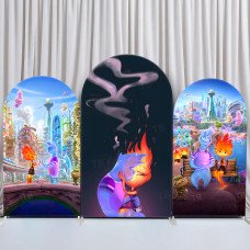 JY143 Elemental Ember Wade Arch Backdrop Cover Elastic Fabric Cartoon Kids Birthday Party Decoration