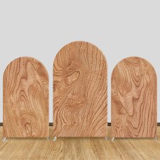 JY155  Natural Wood Grain Arch Backdrop Cover Elastic Fabric Rustic Wedding Birthday Decoration
