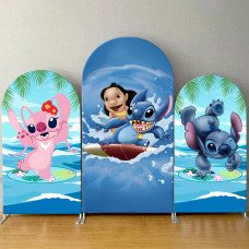 JY157  Lilo Stitch Surf Arch Backdrop Cover Elastic Fabric Cartoon Kids Birthday Party Decoration