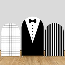JY159  Tuxedo Suit Arch Backdrop Cover Elastic Fabric Formal Wedding Bridal Shower Party Decoration