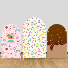 JY165  Rainbow Dessert Arch Backdrop Cover Elastic Fabric Sweet Candy Land Kids Birthday Party Decoration