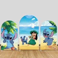 JY170  Lilo Stitch Beach Arch Backdrop Cover Elastic Fabric Hawaiian Tropical Kids Birthday Party Decoration