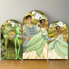 JY173  Princess Tiana Frog Prince Naveen Arch Backdrop Cover Elastic Fabric Fairy Tale Wedding Birthday Decoration