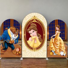 JY175  Beauty And The Beast Belle Arch Backdrop Cover Elastic Fabric Fairy Tale Princess Birthday Wedding Decoration