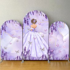 JY182  Purple Lavender Butterfly Bride Arch Backdrop Cover Elastic Fabric Romantic Wedding Bridal Shower Decoration