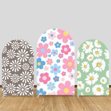 JY183  Colorful Daisy Flower Arch Backdrop Cover Elastic Fabric Boho Spring Baby Shower Decoration