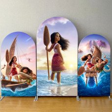 JY192  Moana Vaiana Maui Arch Backdrop Cover Elastic Fabric Cartoon Kids Birthday Party Decoration