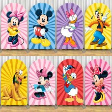 JY193  Mickey Mouse Clubhouse Sunburst Arch Backdrop Cover Elastic Fabric Cartoon Kids Birthday Decoration