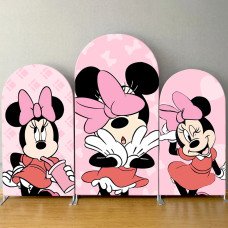 JY194  Pink Minnie Mouse Bow Arch Backdrop Cover Elastic Fabric Girls Birthday Baby Shower Decoration