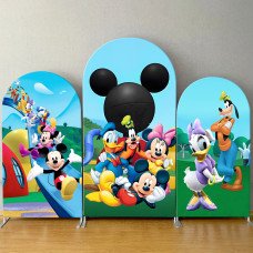 JY195  Disney Mickey Mouse Clubhouse Slide Arch Backdrop Cover Elastic Fabric Cartoon Kids Birthday Party Decoration