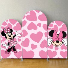JY197  Pink Heart Minnie Mouse Arch Backdrop Cover Elastic Fabric Sweet Girls Birthday Party Decoration