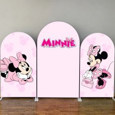JY198  Pink Minnie Mouse MINNIE Arch Backdrop Cover Elastic Fabric Girls Birthday Baby Shower Decoration