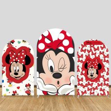 JY199-1  Red Bow Minnie Mouse Arch Backdrop Cover Elastic Fabric Disney Girls Birthday Party Decoration