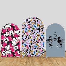 JY199-1 Mickey Minnie Mouse All Over Print Arch Backdrop Cover Elastic Fabric Cartoon Kids Birthday Decoration
