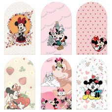 JY199-2 Mickey Minnie Mouse Strawberry Floral Arch Backdrop Cover Elastic Fabric Spring Birthday Baby Shower Decoration