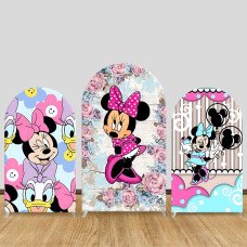 JY199-2 Minnie Mouse Daisy Duck Floral Arch Backdrop Cover Elastic Fabric Girls Birthday Party Decoration