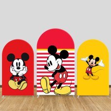 JY200-1 Mickey Mouse Red Yellow Green Arch Backdrop Cover Elastic Fabric Cartoon Kids Birthday Party Decoration