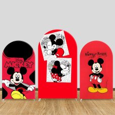 JY200-1 Mickey Mouse Red Arch Backdrop Cover Elastic Fabric Cartoon Kids Birthday Party Decoration