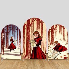 JY1105  Frozen Anna Vintage Adventure Arch Backdrop Cover, Elastic Fabric Background for Girls Birthday & Forest Party
