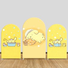JY1141 Pompompurin Bath Time Arch Backdrop Cover, Elastic Fabric Background for Kids Birthday & Cute Themed Party