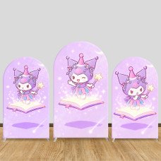 JY1144 Kuromi Magic Book Arch Backdrop Cover, Elastic Fabric Background for Magical & Witchcraft Themed Party