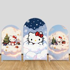 JY1150 Hello Kitty Christmas Starry Sky Arch Backdrop Cover, Elastic Fabric Background for Kids Christmas & Magical Party