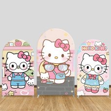 JY1159 Hello Kitty Fashion Glasses Arch Backdrop Cover, Elastic Fabric Background for Trendy & Casual Themed Party