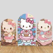 JY1170  Hello Kitty Baker & Dessert Arch Backdrop Cover, Elastic Fabric Background for Sweet & Food Themed Party