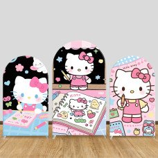 JY1183  Hello Kitty School Days Arch Backdrop Cover, Elastic Fabric Background for Kids & Study Themed Party