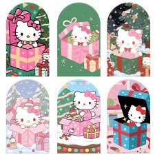 JY1187  Hello Kitty Christmas Gift Box Series Arch Backdrop Cover, Elastic Fabric Background for Kids Christmas & Festive Party