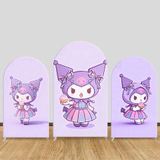 JY1189  Kuromi Ice Cream Arch Backdrop Cover, Elastic Fabric Background for Cute & Gothic Kawaii Party