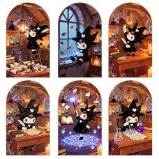 JY1190  Kuromi Witch Magic Series Arch Backdrop Cover, Elastic Fabric Background for Magical & Gothic Themed Party