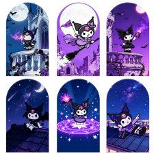 JY1191  Kuromi Dark Magic Series Arch Backdrop Cover, Elastic Fabric Background for Gothic & Magical Themed Party