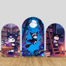 JY1192  Kuromi Forest Magic Arch Backdrop Cover, Elastic Fabric Background for Enchanted & Fantasy Themed Party