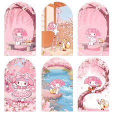 JY1194  My Melody Cherry Blossom Series Arch Backdrop Cover, Elastic Fabric Background for Spring & Floral Themed Party