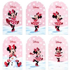 JY1200 Winter Minnie Mouse Series Arch Backdrop Cover, Elastic Fabric Background for Snow & Festive Themed Party