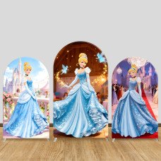 JY1222 Cinderella Princess Arch Backdrop Cover, Elastic Fabric Background for Fairy Tale & Princess Themed Party