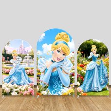 JY1223 Cinderella in the Garden Arch Backdrop Cover, Elastic Fabric Background for Floral & Princess Themed Party