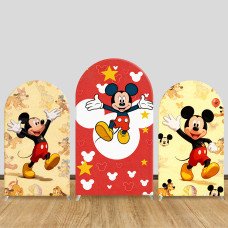 JY1234  Vintage Mickey Mouse Arch Backdrop Cover, Elastic Fabric Background for Nostalgic & Disney Themed Party