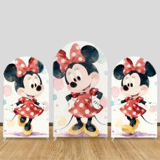 JY1239  Watercolor Polka Dot Minnie Mouse Arch Backdrop Cover, Elastic Fabric Background for Cute & Artistic Themed Party