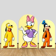 JY1240  Disney Friends Trio Arch Backdrop Cover, Elastic Fabric Background for Nostalgic & Classic Themed Party