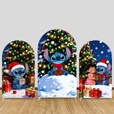 JY1243  Christmas Stitch Arch Backdrop Cover, Elastic Fabric Background for Holiday & Festive Party