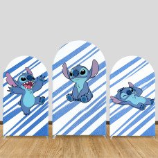JY1250 Blue & White Striped Stitch Arch Backdrop Cover, Elastic Fabric Background for Playful & Themed Party