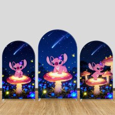 JY1254 Starlight Mushroom Angel Stitch Arch Backdrop Cover, Elastic Fabric Background for Magical & Night Themed Party