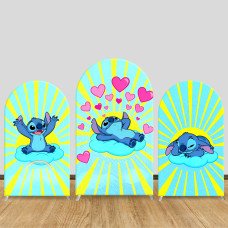 JY1255 Sunshine & Hearts Stitch Arch Backdrop Cover, Elastic Fabric Background for Cheerful & Cute Themed Party