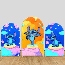JY1256 Rainbow Cloud Stitch Arch Backdrop Cover, Elastic Fabric Background for Whimsical & Colorful Themed Party