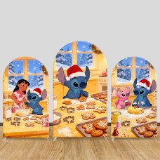 JY1260 Christmas Baking Stitch & Lilo Arch Backdrop Cover, Elastic Fabric Background for Festive & Cozy Themed Party